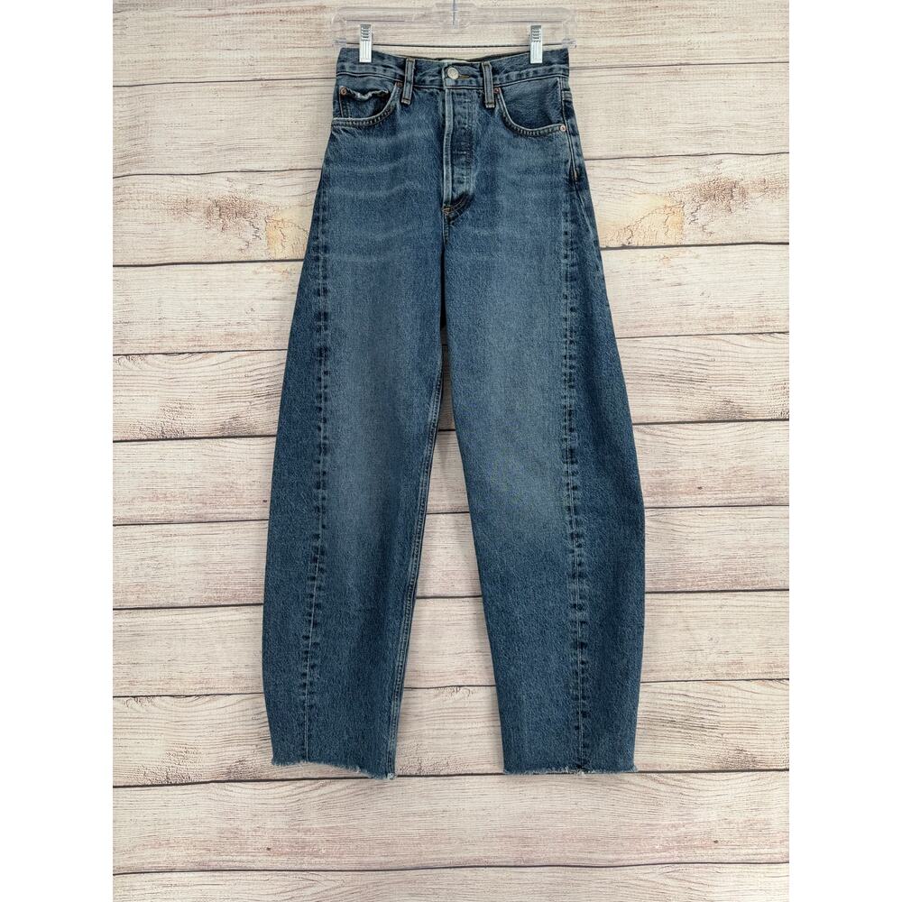 Agolde Luna High Rise Pieced Taper Jeans Womens 24 Blue Medium Wash Denim